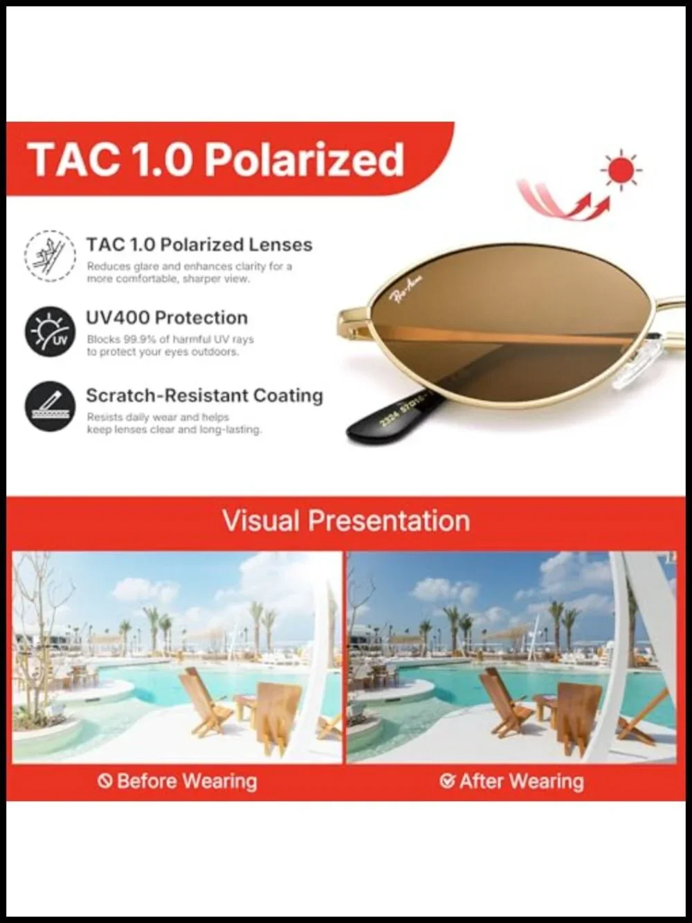Polarized Retro Cat Eye Sunglasses with Metal Frame